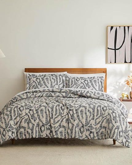 Southshore Fine Living, Inc. Oversized Twin Comforter Bedding Set, Down Alternative Comforter Bedspread, Abstract Print Comforter, Twin or Twin XL Comforter with Matching Sham, Slate Khari - LeafyLoom