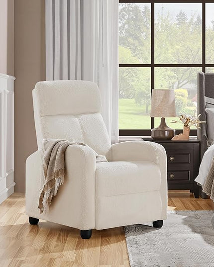 Yaheetech Fabric Recliner Chair Single Sofa Home Theater Seatting Adjustable Modern Single Reclining Chair for Living Room Bedroom Home Theater Ivory - LeafyLoom