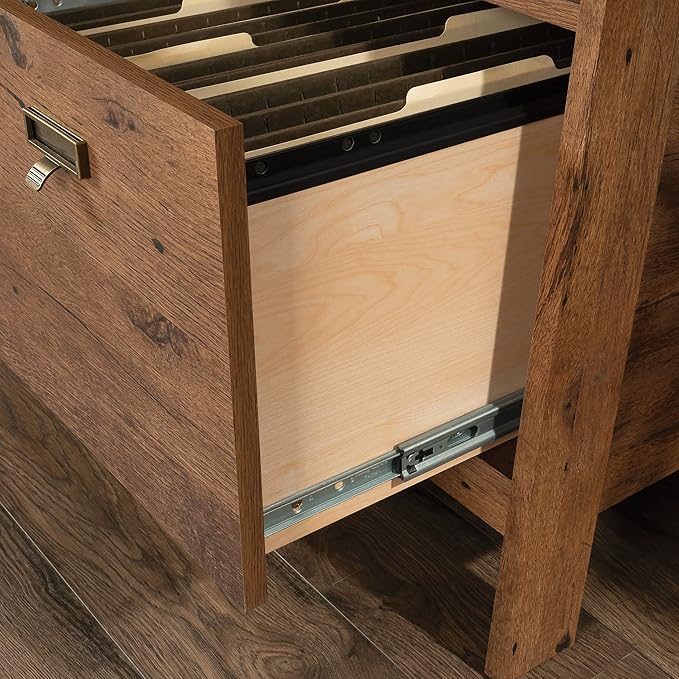 Sauder Trestle Lateral File, L: 32.28" x W: 24.49" x H: 29.41", Vintage Oak Finish - LeafyLoom