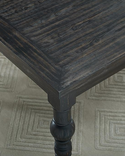 Roundhill Furniture Leviton Urban Style Dark Washed Wood Dining Set: Table and 6 Chairs, Tan - LeafyLoom