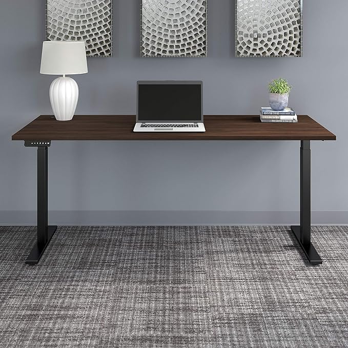 Bush Business Furniture Move 60 Electric Ergonomic Sit-Stand Computer Table for Home and Professional Office, 72W x 30D, Black Walnut - LeafyLoom