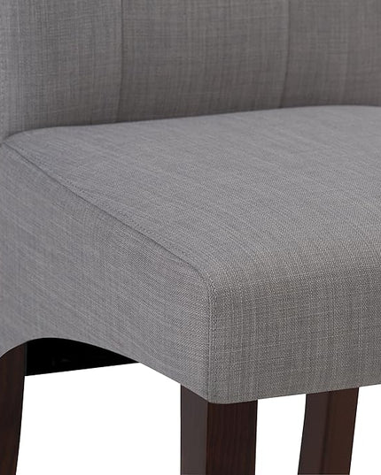 SIMPLIHOME Cosmopolitan Parson Dining Chair (Set of 2), Dove Grey Linen Look Fabric and SOLID WOOD, Square, Upholstered, For the Dining Room, Transitional Modern - LeafyLoom
