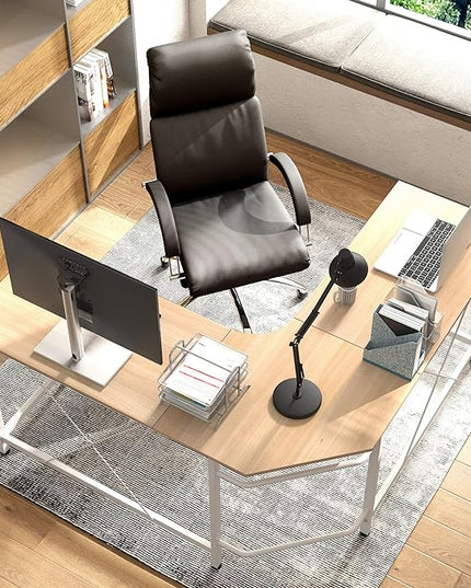 soges L Shaped Desk, 59inch L Desk Computer Corner Desk, Gaming Desk, Home Office Writing Desk, Space-Saving Workstation Desk, Maple - LeafyLoom