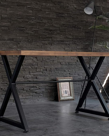 AC Pacific Nova Modern Industrial Home Office Computer and Working Desk Table, Brown/Midnight - LeafyLoom