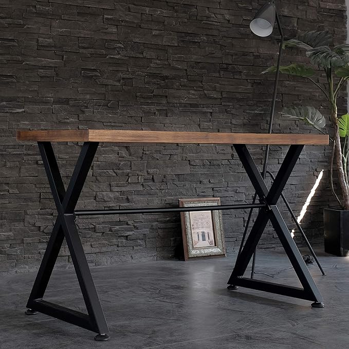 AC Pacific Nova Modern Industrial Home Office Computer and Working Desk Table, Brown/Midnight - LeafyLoom