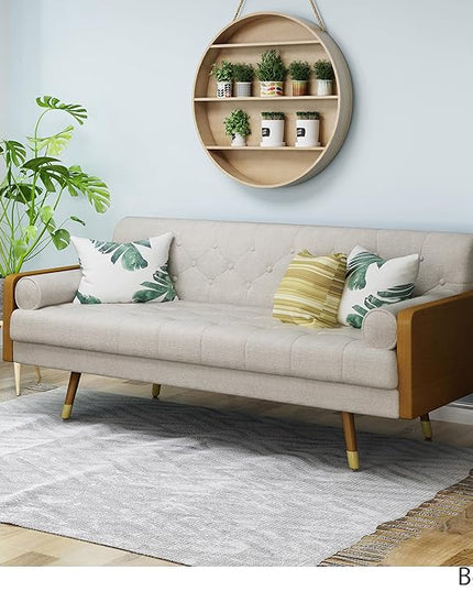 Christopher Knight Home Aidan Mid Century Modern Tufted Fabric Sofa, Beige - LeafyLoom