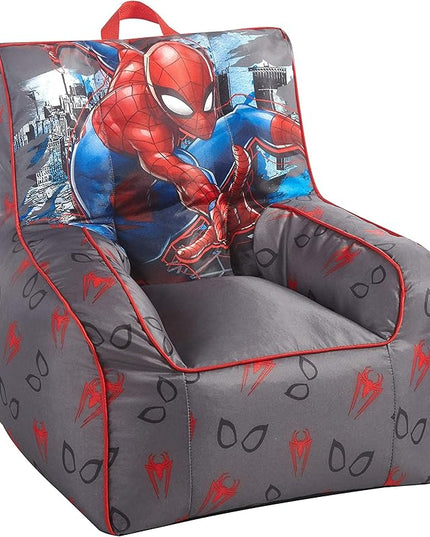 Idea Nuova Marvel Spiderman Toddler Nylon Bean Bag Chair with Piping & Top Carry Handle, Large - LeafyLoom