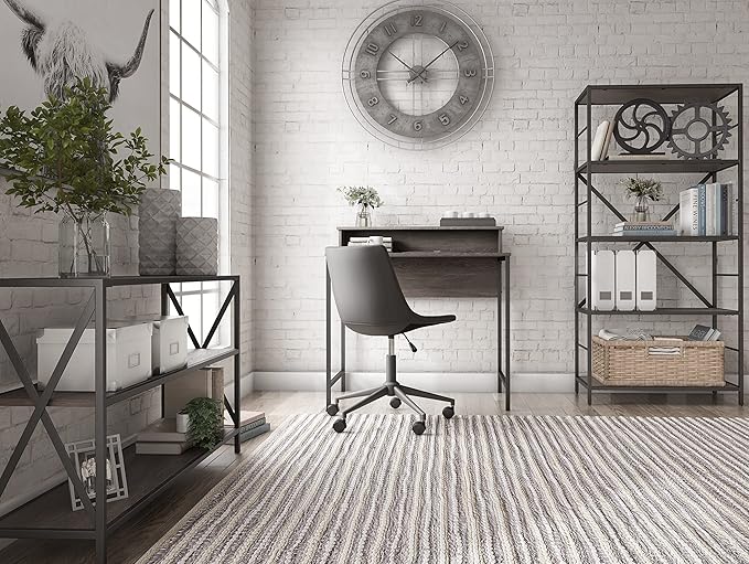 Signature Design by Ashley Freedan Modern Industrial Home Office Writing Desk, Dark Gray - LeafyLoom