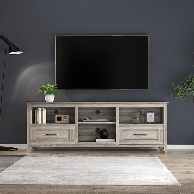 NicBex TV Stand for 60 Inch TV TV Console Table with 2 Drawers and 4 High-Capacity Storage Compartment,Entertainment Center with Storage for Living Room,Bedroom,70.08 Inch,Grey - LeafyLoom