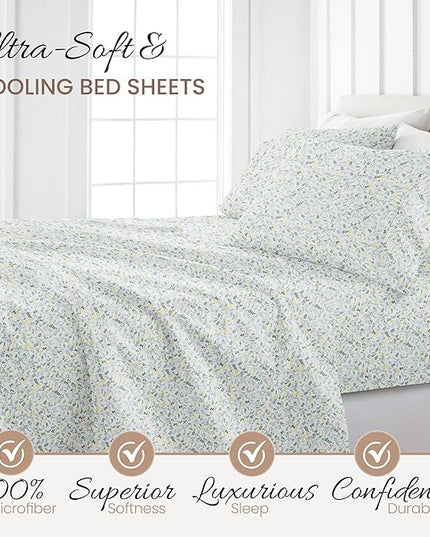 Linen Market 3 Piece Twin Bedding Sheet Set (Light Blue Floral) - Sleep Better Than Ever with These Ultra-Soft & Cooling Bed Sheets for Your Twin Size Bed - Deep Pocket Fits 16" Mattress - LeafyLoom