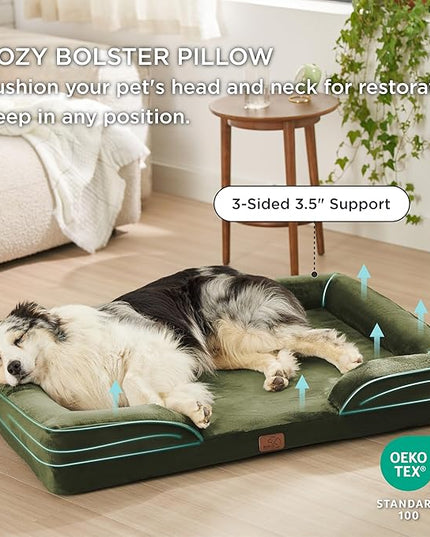 Bedsure Orthopedic Dog Bed for Extra Large Dogs - XL Washable Dog Sofa Beds Large, Supportive Foam Pet Couch Bed with Removable Washable Cover, Waterproof Lining and Nonskid Bottom, Winter Moss BEDSURE