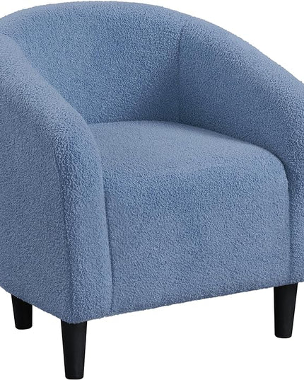 Yaheetech Accent Barrel Chair, Boucle Fabric Club Chair, Furry Sherpa Elegant Armchair with Cozy Soft Padded, Suitable for Living Room Bedroom Reception Room Office, Blue - LeafyLoom