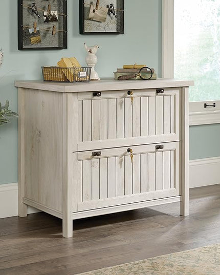 Sauder Costa Lateral File and Library Hutch Bundle, Chalked Chestnut - LeafyLoom