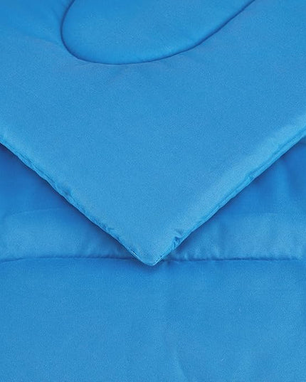 Amazon Basics 5 Piece Microfiber Kid's Bed-in-a-Bag Bedding Set, Twin, Blue, Solid - LeafyLoom