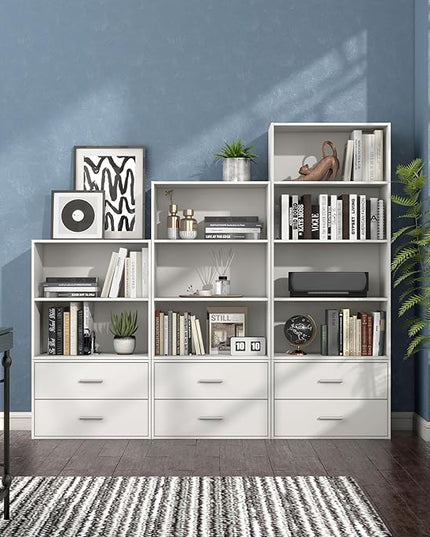 Apexa 3-Tier Cube Storage Organizer Shelves, Stackable Wood Bookcase Fits Cubby Bins for Organization, Dorm Teen Room Decor & Home Office, White - LeafyLoom