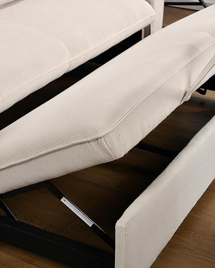 3 in 1 Oversized Convertible Loveseat Sleeper Sofa Bed,Soft Corduroy Upholstered Queen Love Seats Sofabed W/Pull Out Sleep Couch,Comfortable Cushions and Padded Armrests for Living Room - LeafyLoom