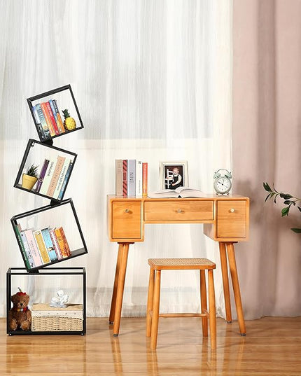 Bookshelf 2024 NEW, 4-Tier Bookshelves, 49.2" Tall Black Bookshelf, Book Shelf, Bookcase, Modern Bookshelf, Storage Shelves for CDs/Books/Collections, Display Shelf, Livingroom, Bedroom, Office - LeafyLoom