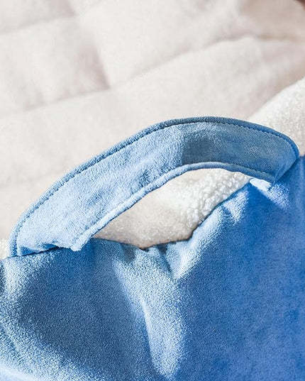 Big Joe Roma Kid's Bean Bag Chair, Oat Sherpa and Dusty Blue, Vegan Suede, 2 feet - LeafyLoom