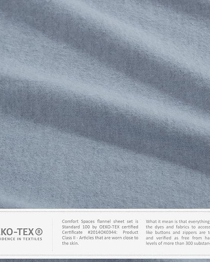 Comfort Spaces Cotton Flannel Breathable Warm Deep Pocket Sheets With Pillow Case Bedding, Twin, Solid Blue, 3 Piece - LeafyLoom