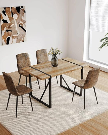 NicBex Dining Chairs Set of 4 Modern Upholstered Linen Dining Room Kitchen Chairs with Black Metal Legs,Side Chairs for Dining Room, Kitchen,Living Room, and Restaurants,Brown - LeafyLoom