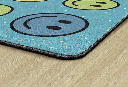 Flagship Carpets Smiley Seating (Seats 30) Classroom Area Rug or Educational Learning Mat, Kids Room or Playroom Carpet, 10'6" x 13'2", Blue/Multi - LeafyLoom