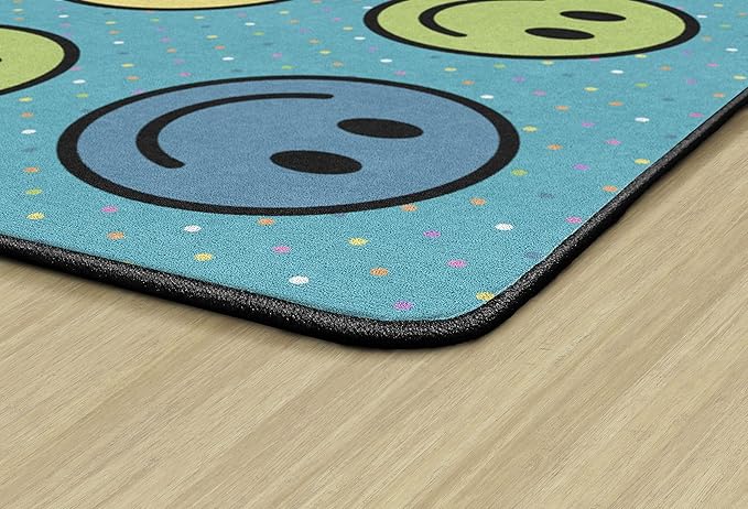 Flagship Carpets Smiley Seating (Seats 30) Classroom Area Rug or Educational Learning Mat, Kids Room or Playroom Carpet, 10'6" x 13'2", Blue/Multi - LeafyLoom