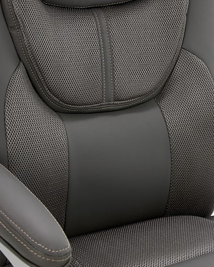 Serta Executive Office Padded Arms, Adjustable Ergonomic Gaming Desk Chair with Lumbar Support, Faux Leather and Mesh, Light Gray - LeafyLoom