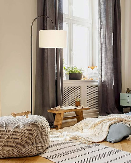 Brightech Nora Bright Arc Tall Lamp, Contemporary LED Floor Lamp, Standing Lamp for Living Rooms & Offices, Mid-Century Modern Standing Lamp with Heavy Base for Bedroom - Black - LeafyLoom