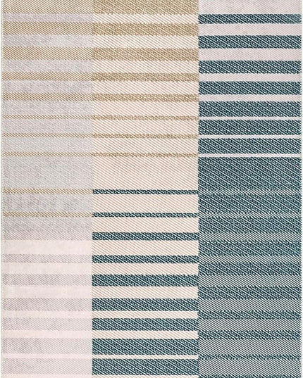 nuLOOM Lennie Modern Multi Striped Machine Washable Ultra Thin Runner Rug, 2' 6" x 8', Beige - LeafyLoom