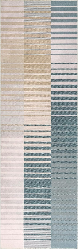 nuLOOM Lennie Modern Multi Striped Machine Washable Ultra Thin Runner Rug, 2' 6" x 8', Beige - LeafyLoom
