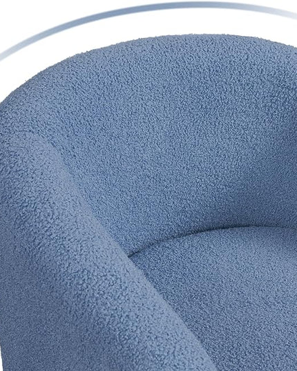 Yaheetech Accent Barrel Chair, Boucle Fabric Club Chair, Furry Sherpa Elegant Armchair with Cozy Soft Padded, Suitable for Living Room Bedroom Reception Room Office, Blue - LeafyLoom