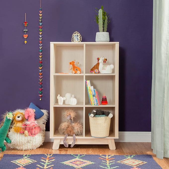 Babyletto Hudson Cubby Bookcase in Washed Natural - LeafyLoom