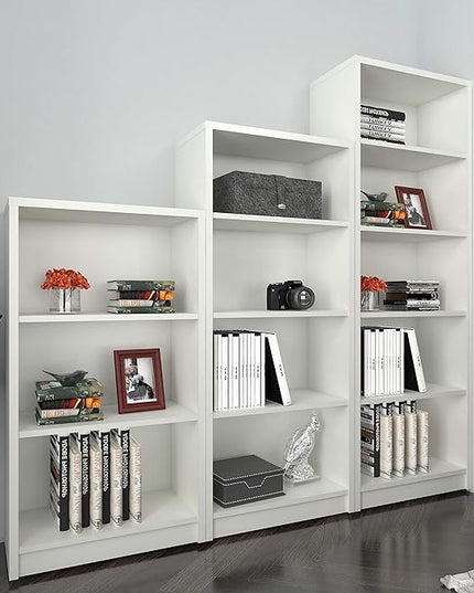 Sunon 4 Shelf Wood Bookcase Freestanding Display Shelf Adjustable Layers Bookshelf for Home Office Library Small Narrow Space (White, 4-Layers) - LeafyLoom