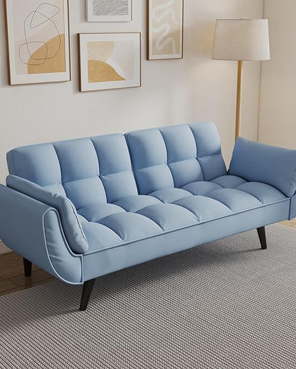 NicBex Sectional Couch Sofa with Folding Function Velvet Sofa Bed Cloud Couch for Living Room Furniture Sets with Adjustable Back, Modular Sofa for Living Room, Bedroom, Apartment,57" L, Navy Blue - LeafyLoom
