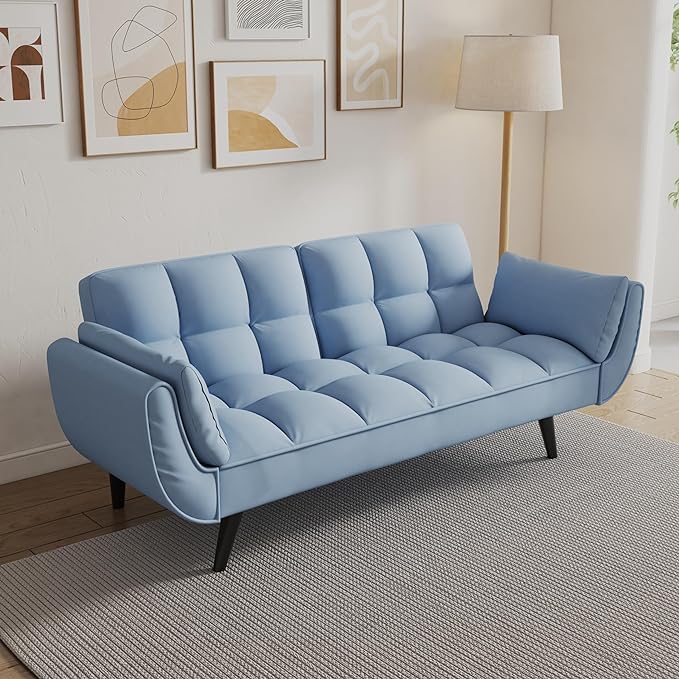 NicBex Sectional Couch Sofa with Folding Function Velvet Sofa Bed Cloud Couch for Living Room Furniture Sets with Adjustable Back, Modular Sofa for Living Room, Bedroom, Apartment,57" L, Navy Blue - LeafyLoom