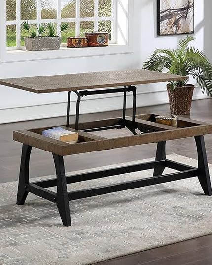NicBex Coffee Table Wooden Lift Top Coffee Table with Storage Center Tables with Hidden Compartments and Legs Lift Tabletop Dining Table for Living Room, Office, and Bedroom,117" W, Light Brown - LeafyLoom