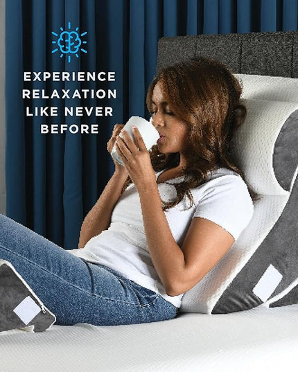 Gleur Bed Wedge Pillow for Sleeping 4 Piece Set - Orthopedic Pillow for Post Surgery includes a Patent Pending Desk Pillow - Adjustable Incline for All Sleeping, Sitting Positions Sofa Couch Cushion - LeafyLoom