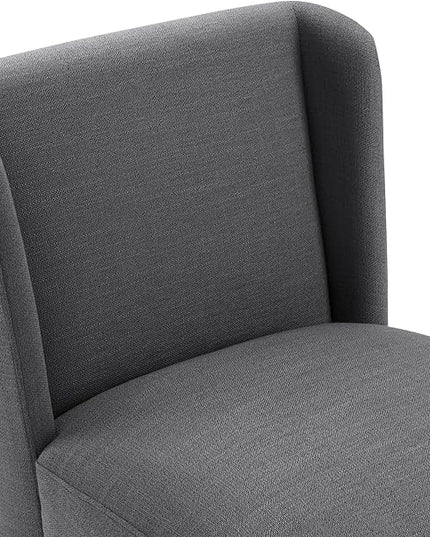 Modern Dining Chairs with Casters Upholstered Wingback Single Sofa for Bedroom Waiting Room Kitchen Diningroom, 33.9''H, Dark Gray - LeafyLoom