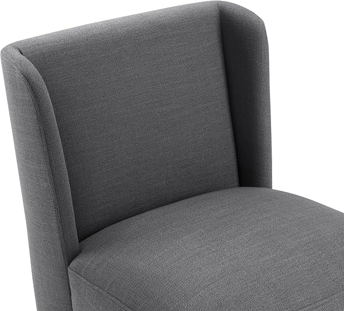 Modern Dining Chairs with Casters Upholstered Wingback Single Sofa for Bedroom Waiting Room Kitchen Diningroom, 33.9''H, Dark Gray - LeafyLoom