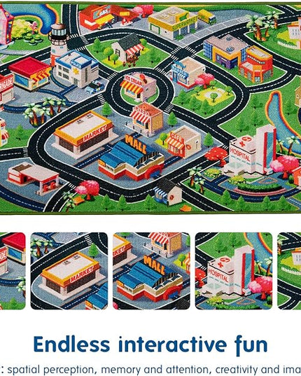 Car Mat for Kids Toy Cars 59X79 Inch Kids Rug,Car Rug Play Mat for Kids,Play Rug for Kids Playroom Bedroom,Road Traffic Kids Play Area Rug Non-Slip Backing, Kids Carpet Playmat Toddler Boys,Children - LeafyLoom