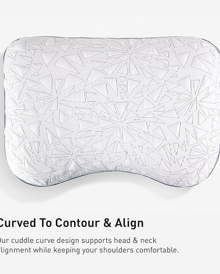 Bedgear Storm Cuddle Curve Performance Pillow - Size 3.0 - Cooling Bed Pillow for Side Sleepers - Medium Firm - Hypoallergenic, Washable and Removable Cover - LeafyLoom