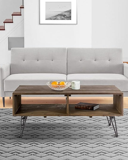 NicBex Coffee Table Wooden Coffee Table with Storage Rectangle Center Tables with Open Compartments Dining Table for Living Room, Dining Room, Office, and Bedroom,42" W, Brown - LeafyLoom
