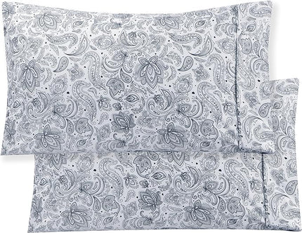 Elegant Comfort Softest and Coziest 4-Piece Sheet Set - 1500 Premium Hotel Quality Microfiber - Deep Pocket, Wrinkle Resistant 4-Piece Paisley Pattern Bed Sheet Set, Twin XL, Paisley Navy - LeafyLoom