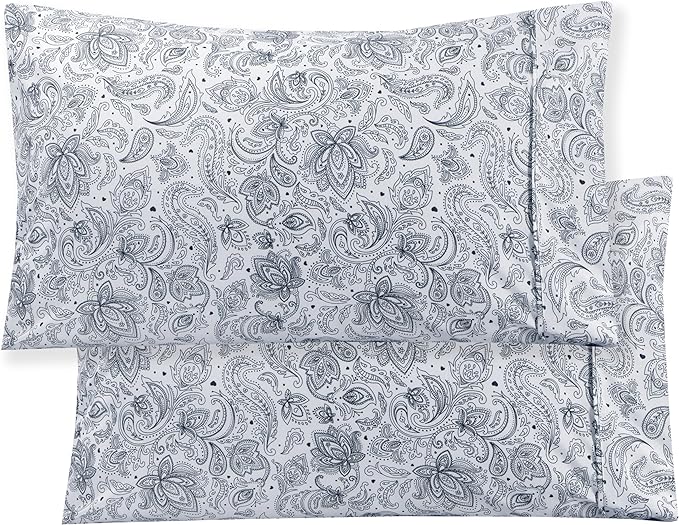 Elegant Comfort Softest and Coziest 4-Piece Sheet Set - 1500 Premium Hotel Quality Microfiber - Deep Pocket, Wrinkle Resistant 4-Piece Paisley Pattern Bed Sheet Set, Twin XL, Paisley Navy - LeafyLoom