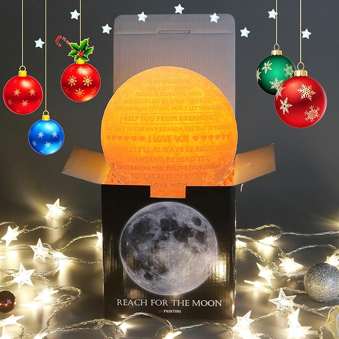 Personalized Gifts Moon Lamp Night Light for Kids,Engraved Cute Lamp to Teenage Girl Room Decor,Daughter Gifts Nightlight for Children - LeafyLoom
