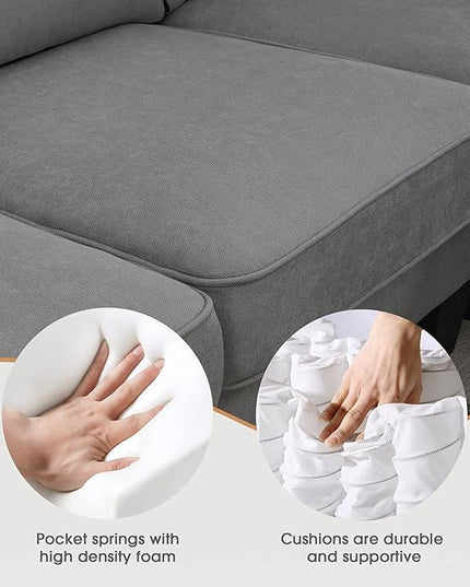 Sectional Couch-108 Modern U Shape Sectional Sofa, 7 Seat Modular Sectional Sofa with 3 Pillows, for Living Room, Apartment, Office - LeafyLoom