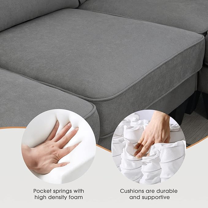 Sectional Couch-108 Modern U Shape Sectional Sofa, 7 Seat Modular Sectional Sofa with 3 Pillows, for Living Room, Apartment, Office - LeafyLoom