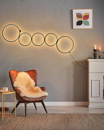NUÜR 43.3" Modern Floor Lamp, LED Floor Lamp for Living Room, Dimmable, Circle Standing Lamp, Energy-Saving, Unique Lamp for Bedroom, Office, Home - LeafyLoom