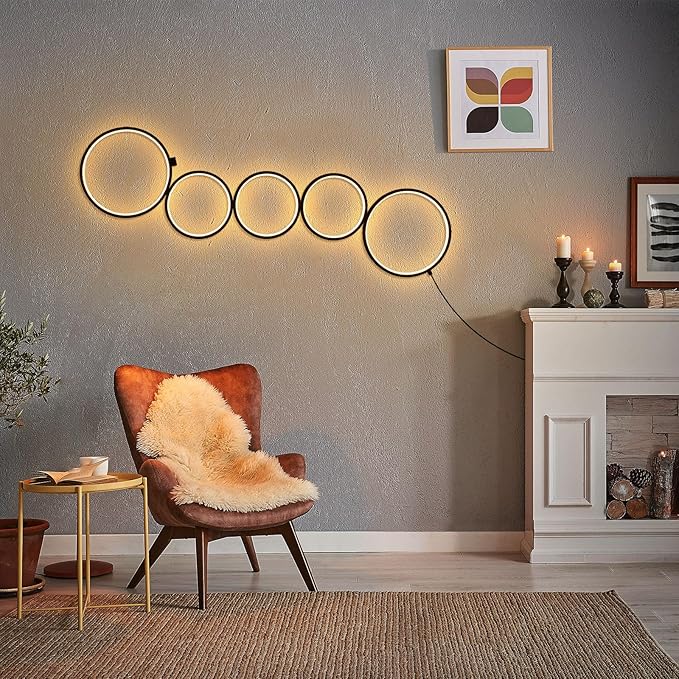 NUÜR 43.3" Modern Floor Lamp, LED Floor Lamp for Living Room, Dimmable, Circle Standing Lamp, Energy-Saving, Unique Lamp for Bedroom, Office, Home - LeafyLoom