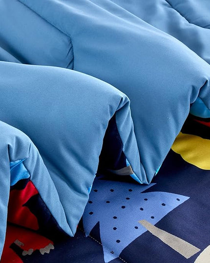 SLEEP ZONE Kids Twin Bedding Comforter Set - Super Cute & Soft Kids Bedding 5 Pieces Set with Comforter, Sheet, Pillowcase & Sham (Dinosaur Land) - LeafyLoom